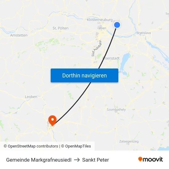 Gemeinde Markgrafneusiedl to Sankt Peter map
