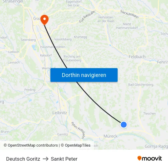 Deutsch Goritz to Sankt Peter map