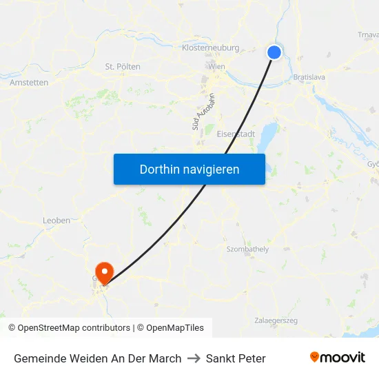 Gemeinde Weiden An Der March to Sankt Peter map