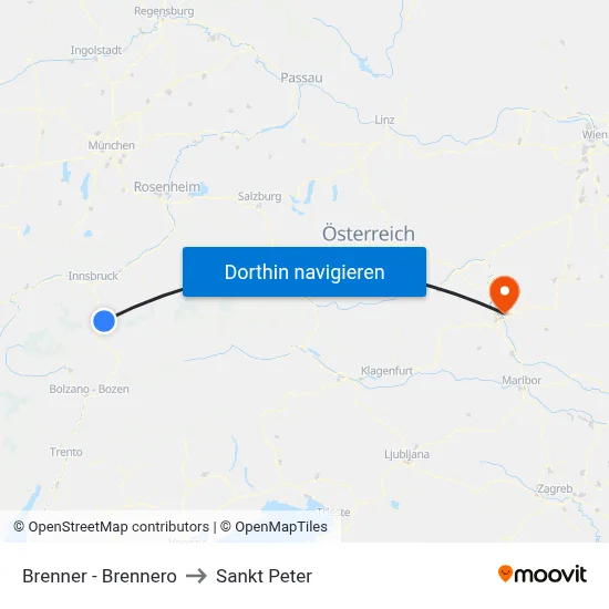 Brenner - Brennero to Sankt Peter map
