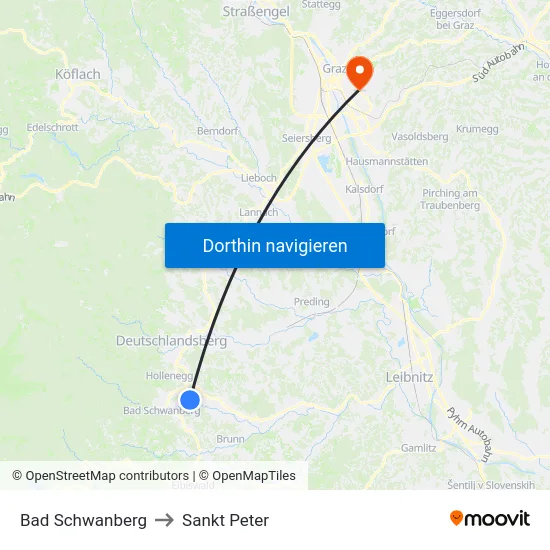 Bad Schwanberg to Sankt Peter map