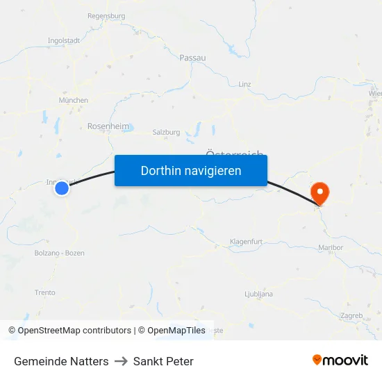 Gemeinde Natters to Sankt Peter map