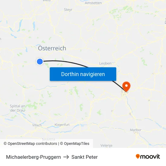 Michaelerberg-Pruggern to Sankt Peter map