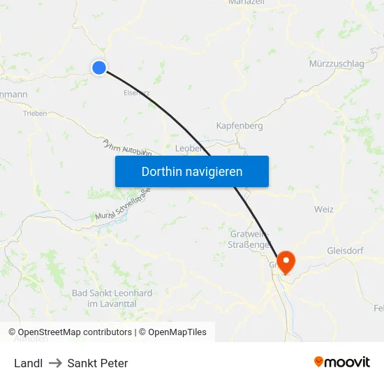 Landl to Sankt Peter map