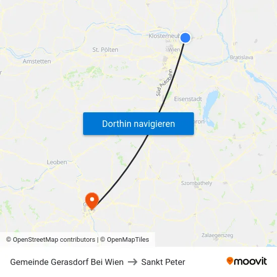 Gemeinde Gerasdorf Bei Wien to Sankt Peter map
