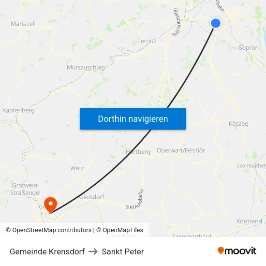 Gemeinde Krensdorf to Sankt Peter map