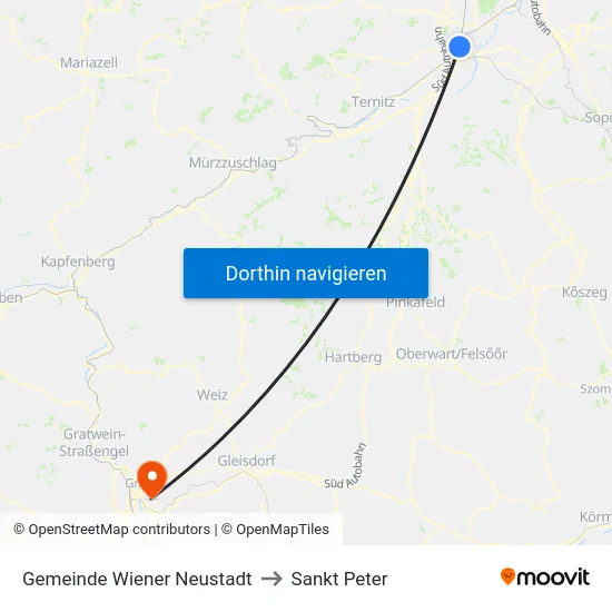 Gemeinde Wiener Neustadt to Sankt Peter map