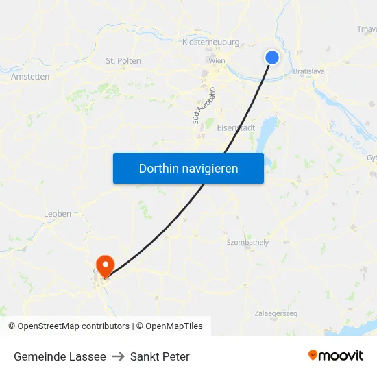 Gemeinde Lassee to Sankt Peter map