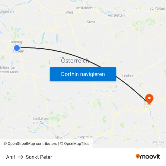 Anif to Sankt Peter map