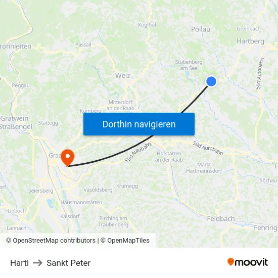 Hartl to Sankt Peter map
