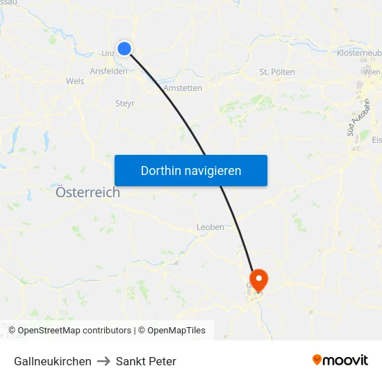 Gallneukirchen to Sankt Peter map