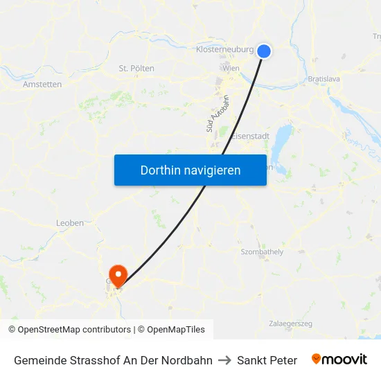 Gemeinde Strasshof An Der Nordbahn to Sankt Peter map