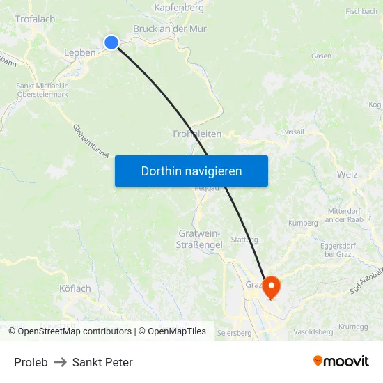 Proleb to Sankt Peter map
