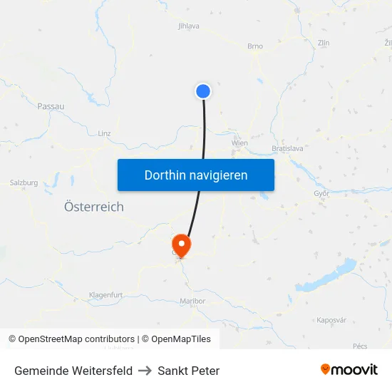 Gemeinde Weitersfeld to Sankt Peter map