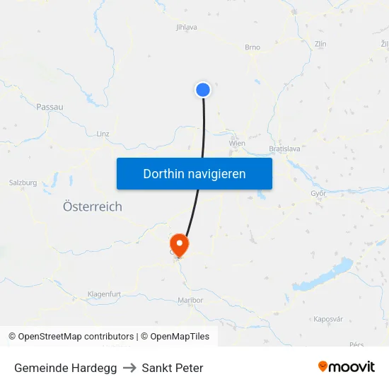 Gemeinde Hardegg to Sankt Peter map