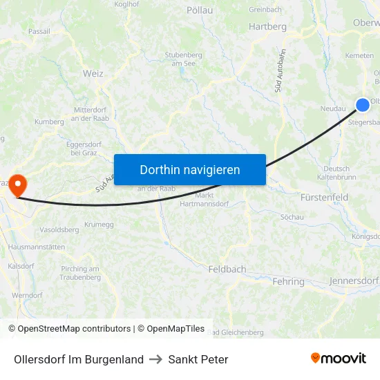 Ollersdorf Im Burgenland to Sankt Peter map