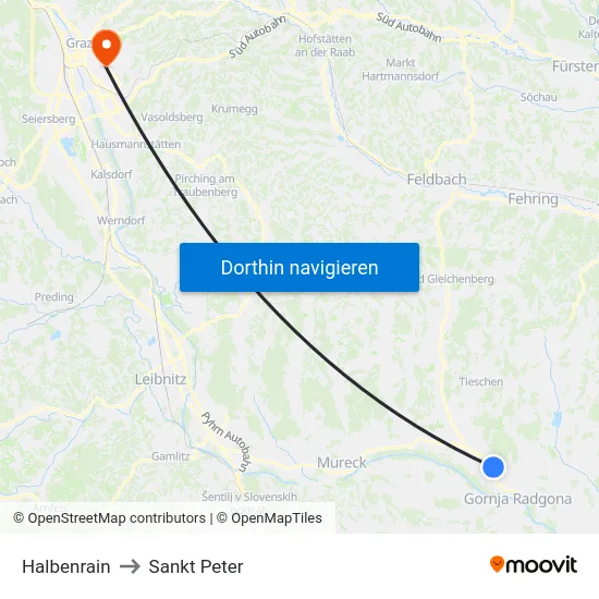 Halbenrain to Sankt Peter map