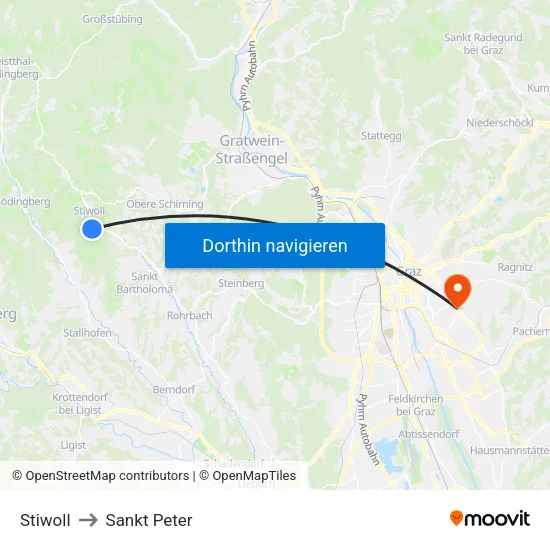 Stiwoll to Sankt Peter map