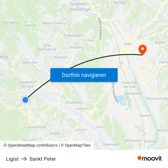 Ligist to Sankt Peter map