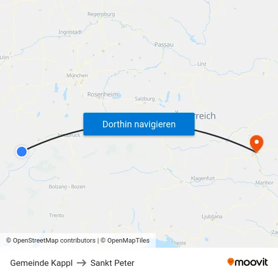 Gemeinde Kappl to Sankt Peter map