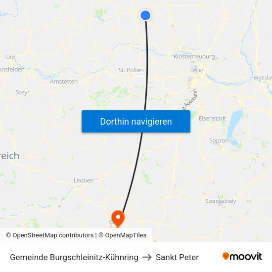 Gemeinde Burgschleinitz-Kühnring to Sankt Peter map
