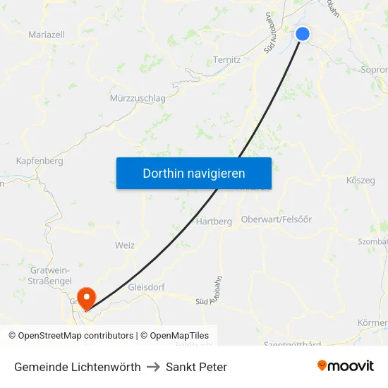 Gemeinde Lichtenwörth to Sankt Peter map