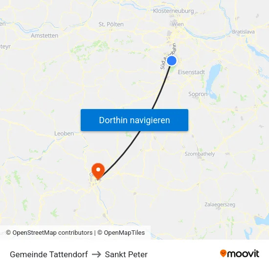 Gemeinde Tattendorf to Sankt Peter map