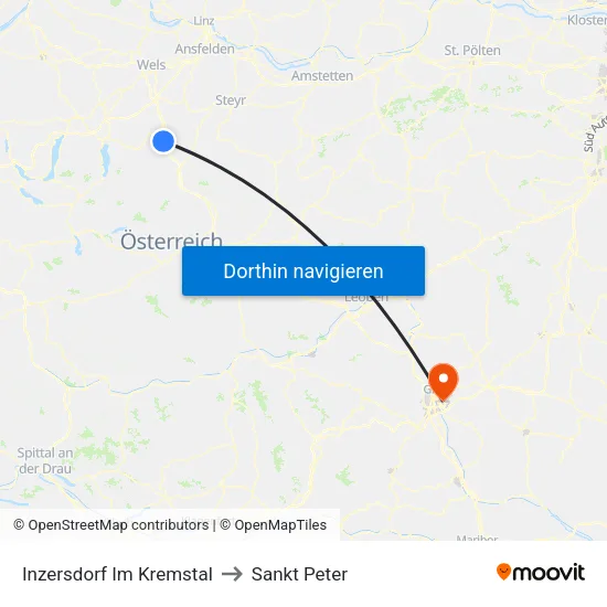 Inzersdorf Im Kremstal to Sankt Peter map