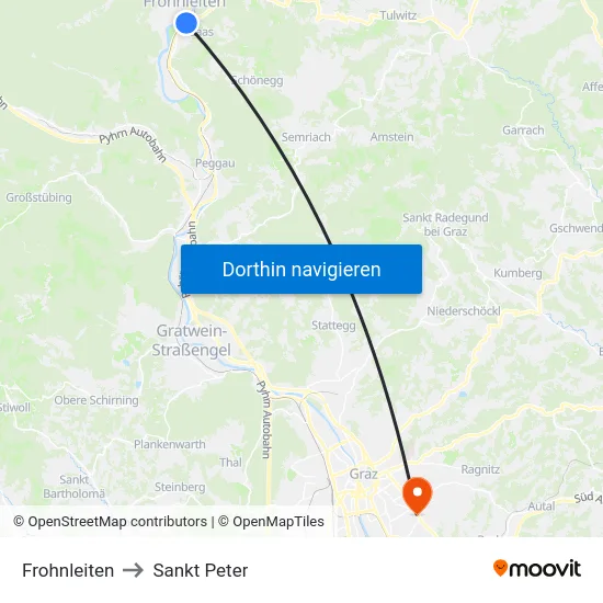 Frohnleiten to Sankt Peter map