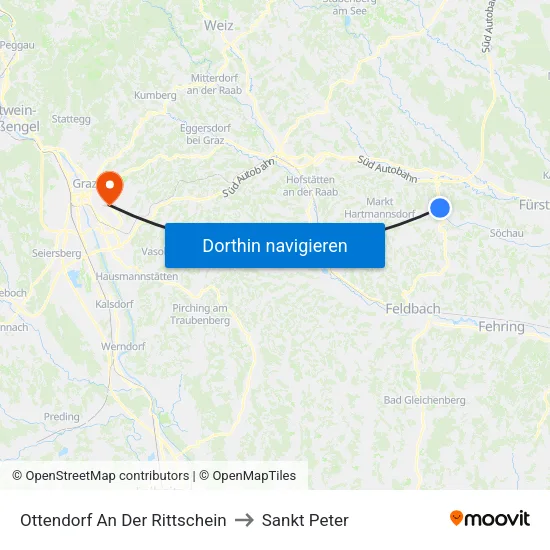 Ottendorf An Der Rittschein to Sankt Peter map