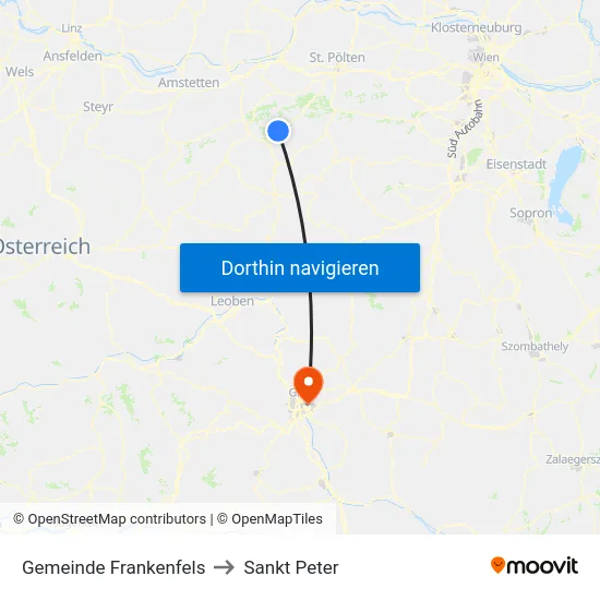 Gemeinde Frankenfels to Sankt Peter map