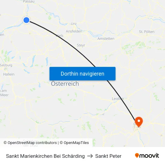 Sankt Marienkirchen Bei Schärding to Sankt Peter map