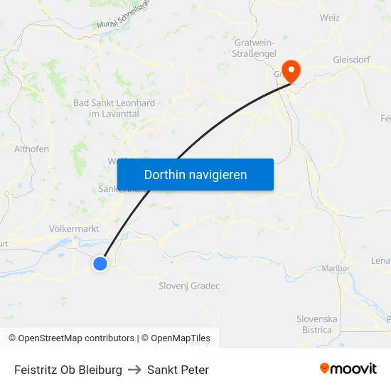 Feistritz Ob Bleiburg to Sankt Peter map