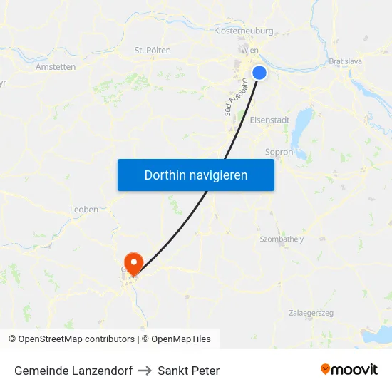 Gemeinde Lanzendorf to Sankt Peter map