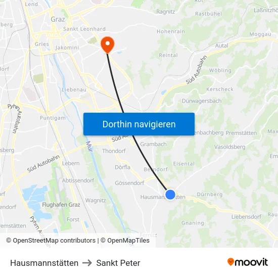 Hausmannstätten to Sankt Peter map