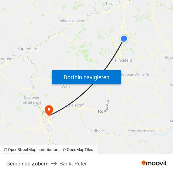 Gemeinde Zöbern to Sankt Peter map