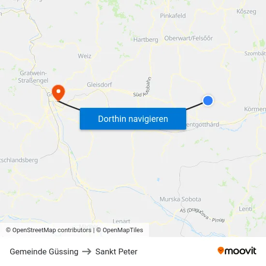 Gemeinde Güssing to Sankt Peter map