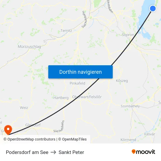 Podersdorf am See to Sankt Peter map