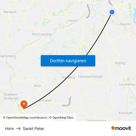 Hirm to Sankt Peter map