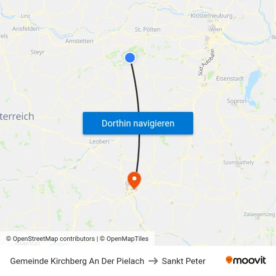 Gemeinde Kirchberg An Der Pielach to Sankt Peter map