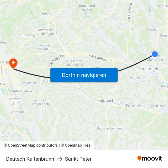 Deutsch Kaltenbrunn to Sankt Peter map