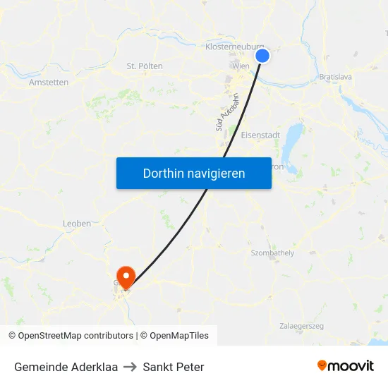Gemeinde Aderklaa to Sankt Peter map