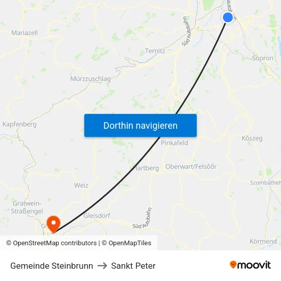 Gemeinde Steinbrunn to Sankt Peter map
