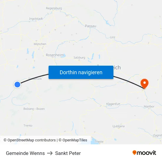 Gemeinde Wenns to Sankt Peter map