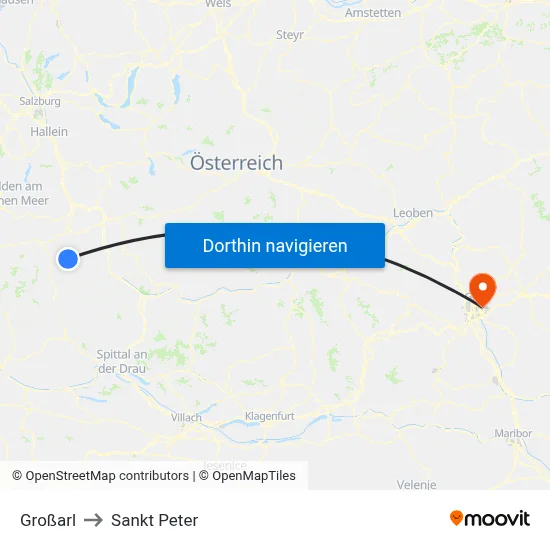 Großarl to Sankt Peter map