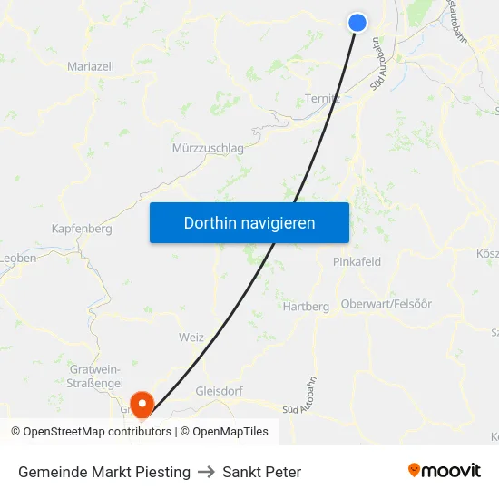 Gemeinde Markt Piesting to Sankt Peter map