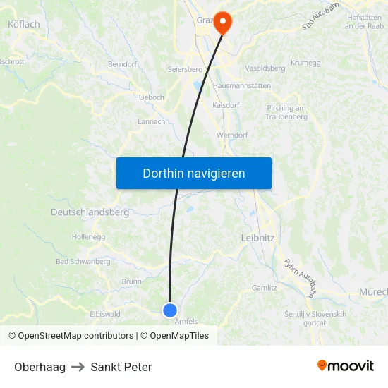 Oberhaag to Sankt Peter map