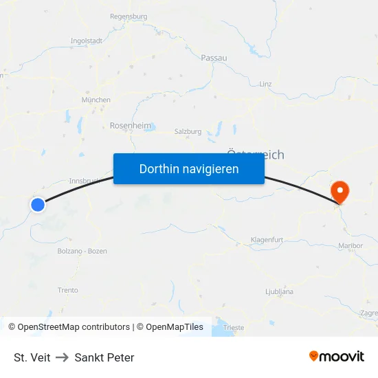 St. Veit to Sankt Peter map