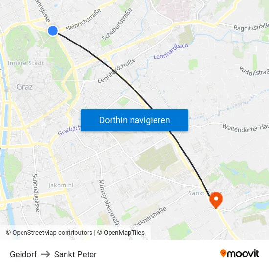 Geidorf to Sankt Peter map