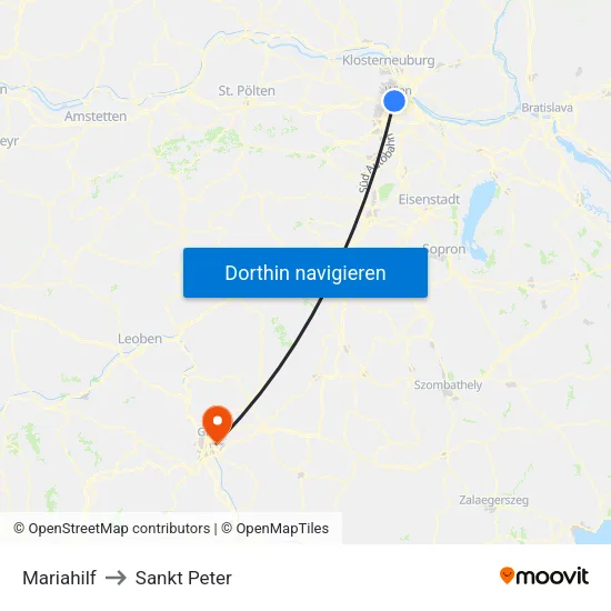 Mariahilf to Sankt Peter map